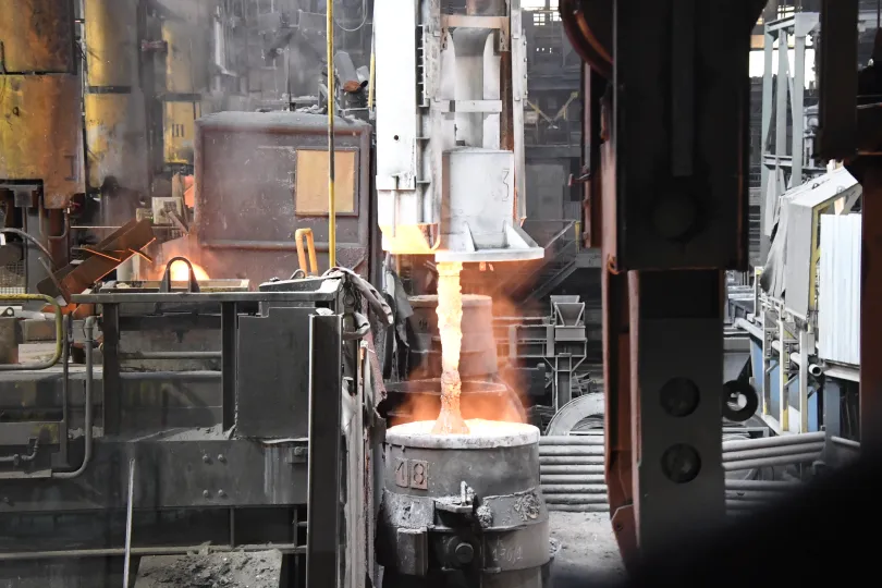 visite de l'usine Saint-Gobain - métal en fusion